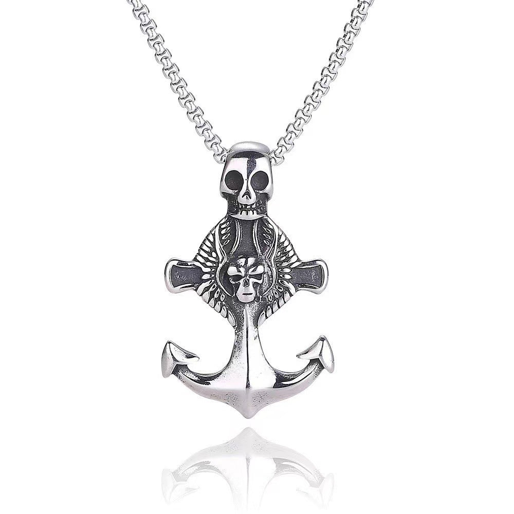 Wholesale Fashion  Hip-Hop Necklace for Men, Personalized Punk Style Steel Chain Pendan